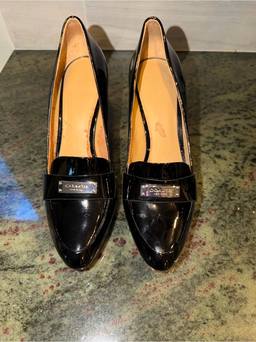 Coach Black Patent Leather Pointed Loafers